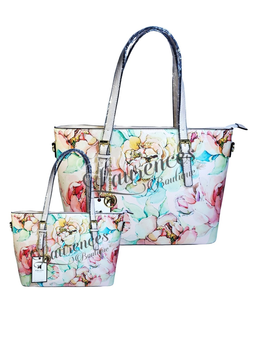 Cartera Floreada de 2 piezas Blanco