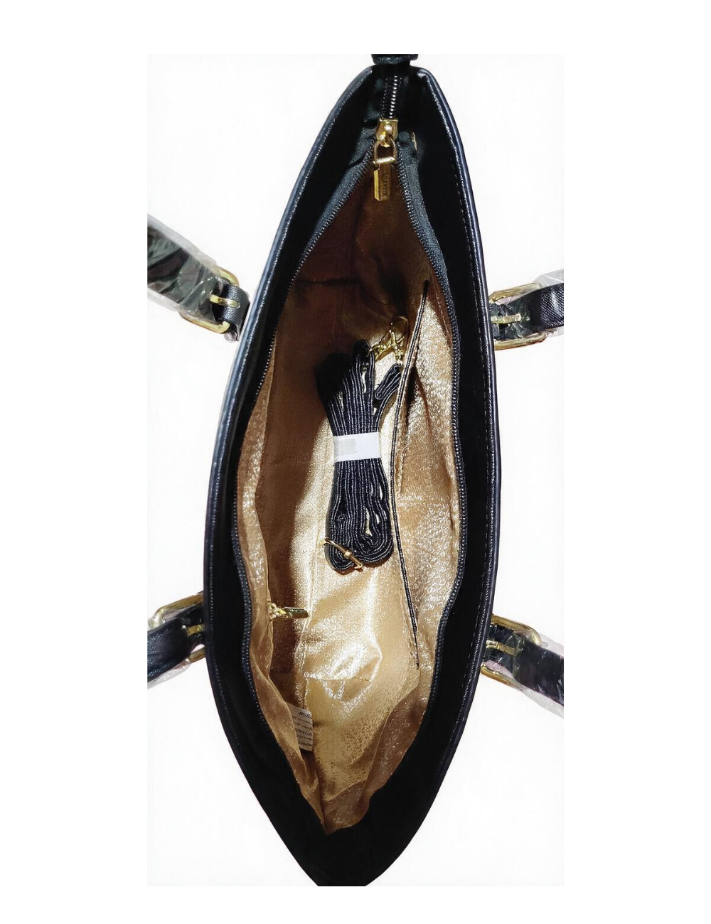 Cartera Floreada de 2 Piezas Negro