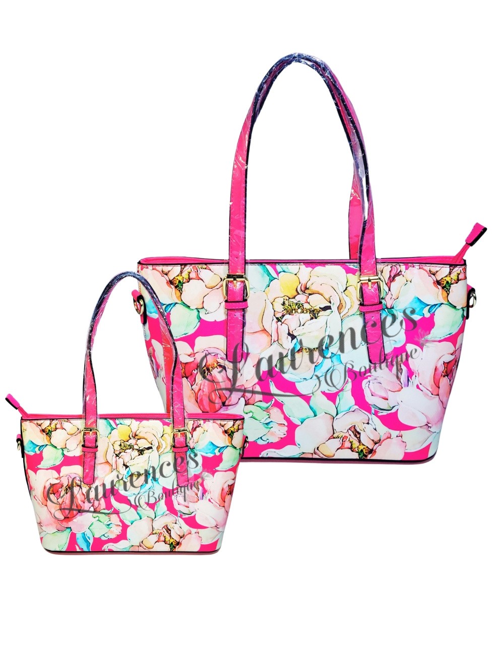 Cartera Floreada de 2 piezas Fucsia