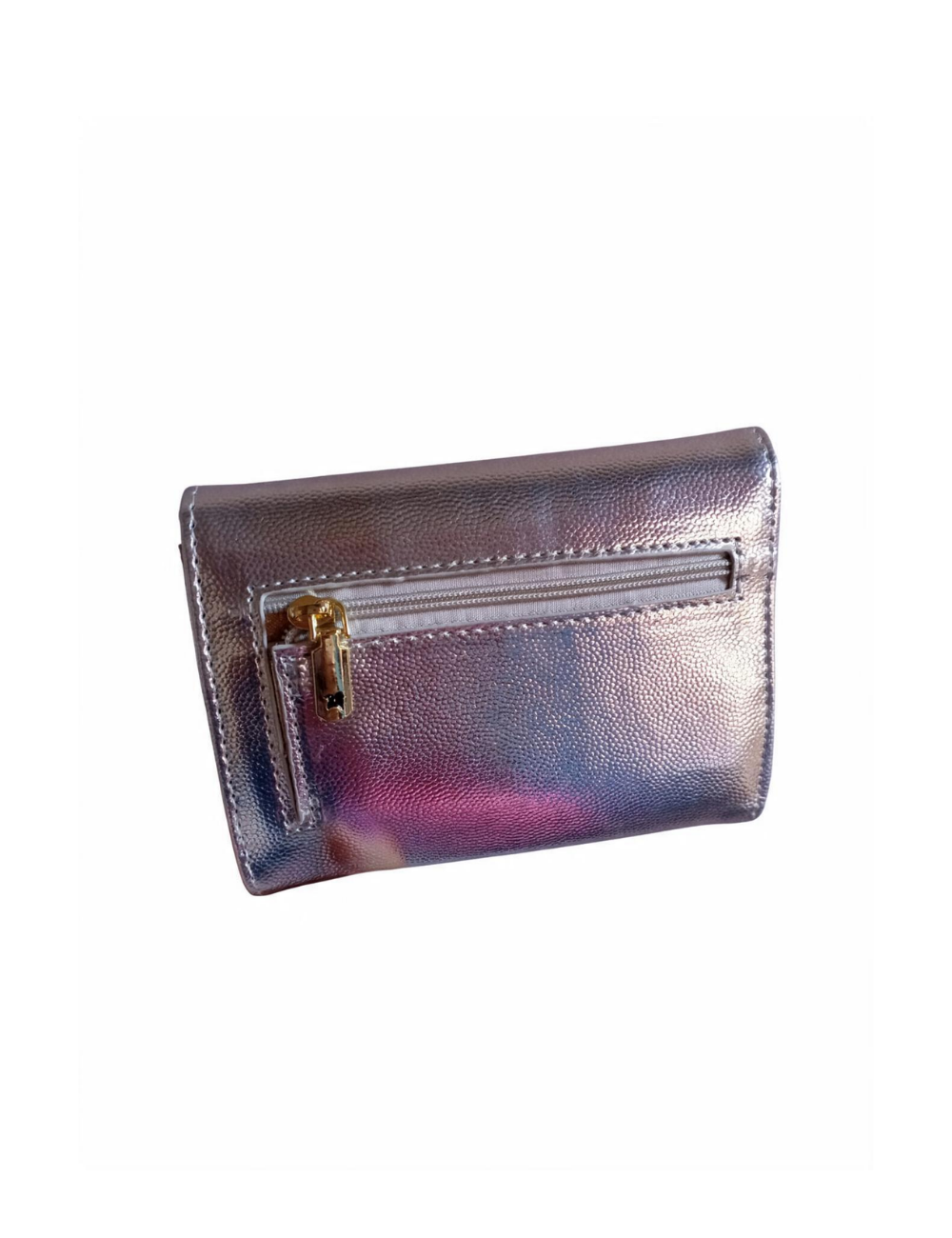 Cartera y Billetera Celeste Metalizado