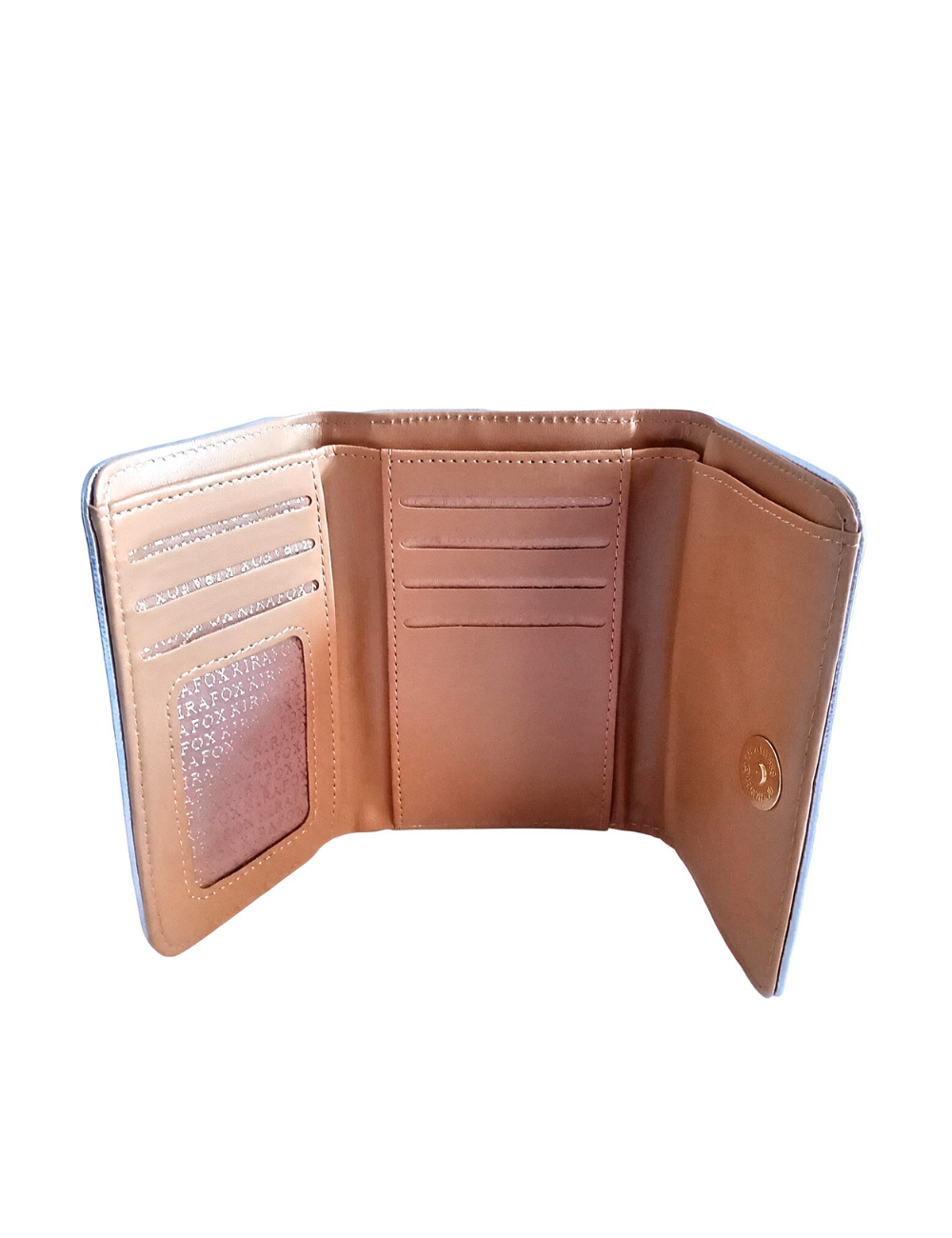 Cartera y Billetera Celeste Metalizado